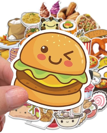 100PCS Waterproof Vinyl Fast Food Stickers Cute Dessert Decals for Laptops Skateboards Water Bottles Aesthetic Graffiti Kawaii Stickers Pack for Teens Adults Kids