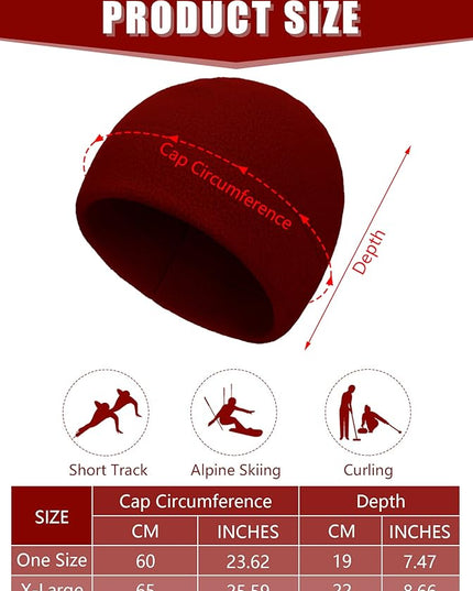6 Pcs Fleece Skull Cap Men Fleece Beanie Winter Watch Hat Warm Polar Beanie Cap Thick Windproof Unisex for Outdoor Exercising