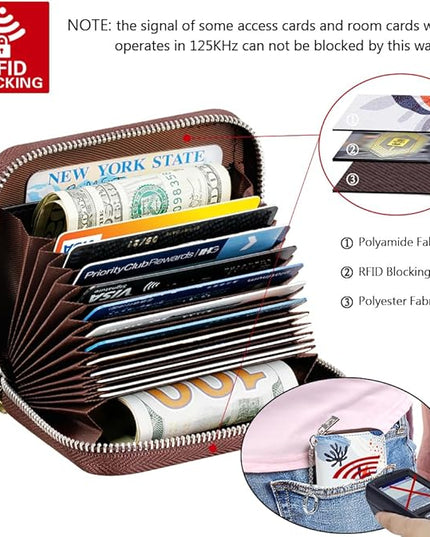 FurArt Zipper Wallet Women, RFID Blocking Credit Card Wallet, Business Card Holder, Compact Size KeyChain Wallet