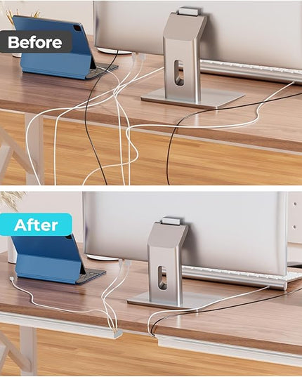 Delamu 2 Pack Safe 15.7in Tidy Cable Management Solution, Protect Kids Pets with Home Office Cable Management Under Desk, Cable Organizer, Cable Management Kit, Cord Organizer for Desk, White