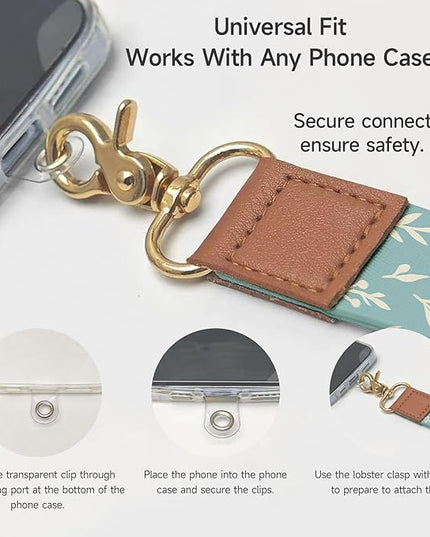 Cell Phone Lanyard with Wrist Strap, Simple Flat Leaf Neck Lanyard for Phones, Car Keys, Wallet and ID Badge – Universal Set