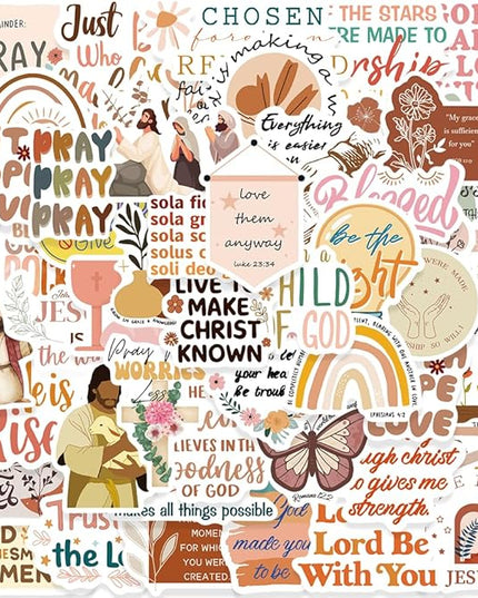 150PCS Bible Verse Aesthetics Stickers,Holographic Inspirational Christian Stickers,Faith Vinyl Waterproof Decals for Water Bottles Laptop Journaling