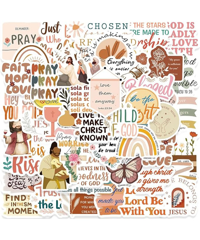 150PCS Bible Verse Aesthetics Stickers,Holographic Inspirational Christian Stickers,Faith Vinyl Waterproof Decals for Water Bottles Laptop Journaling