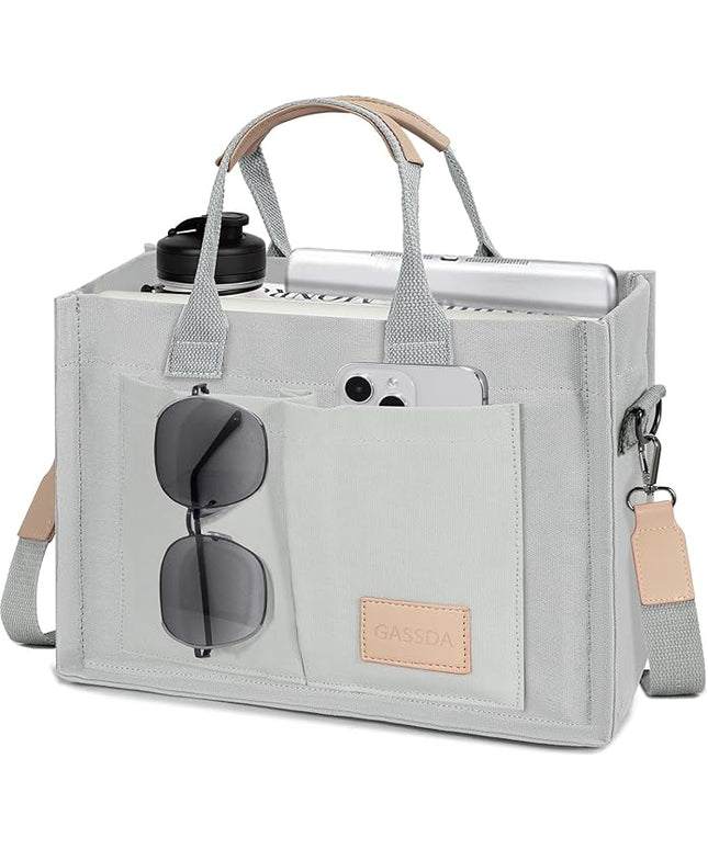 Canvas Tote Bag for Women Crossbody Work Purse with Pockets Top Handle Handbag Satchel Bags for Travel Nurse Teacher