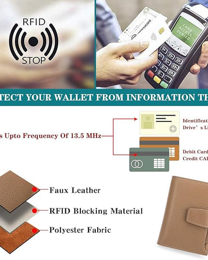 FALAN MULE Small Wallet for Women Leather Bifold Compact RFID Blocking Small Womens Wallet Purse