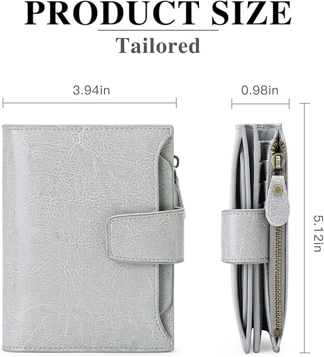FALAN MULE Small Wallet for Women Leather Bifold Compact RFID Blocking Small Womens Wallet Purse