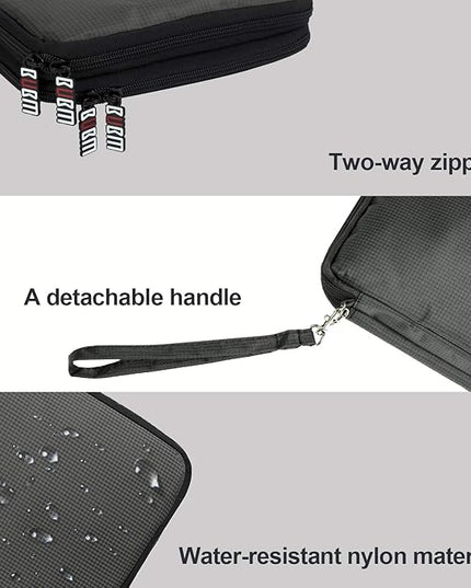 BUBM Double Layer Electronics Organizer, Travel Gadget Bag for Cables, Memory Cards, Flash Hard Drive and More, Fit for iPad or Tablet(up To 9.7")--Large, Gray