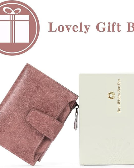 FALAN MULE Small Wallet for Women Leather Bifold Compact RFID Blocking Small Womens Wallet Purse
