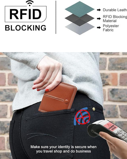 TFKGS Slim Wallet for Women RFID Wallet Women Small Wallets Woman Thin Credit Card Holder RFID womens wallet Blocking Bifold Compact Pocket Ladies Leather Brown Mini Purse