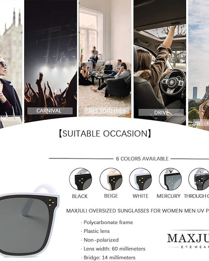 MAXJULI Oversized Sunglasses for Women Men UV Protection 8056
