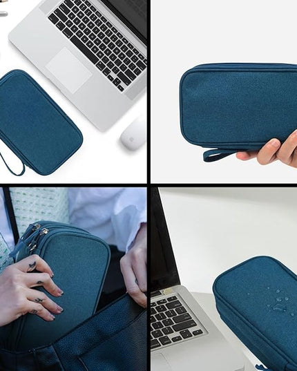 Electronic Organizer Travel Cable Accessories Bag, Waterproof Electronic Organizer Case, Accessories Organizer Bag for Power Bank, Charging Cords, Chargers, USB Cable, Earphones (Dark Green)