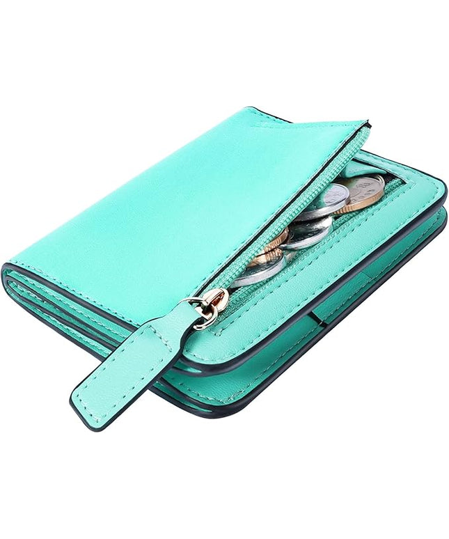 Toughergun Women’s Small Slim Leather Wallet with RFID Protection, Compact Bifold Mini Purse with Clear ID Window