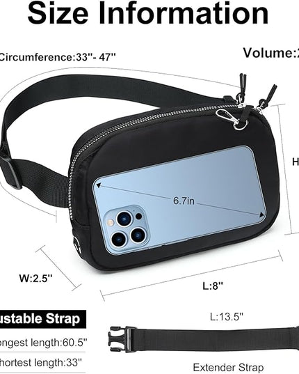 Mini Belt Bag for Women, RFID Small Fanny Pack, Womens Fashion Waist Packs with Extender Strap, Crossbody Bum Bags