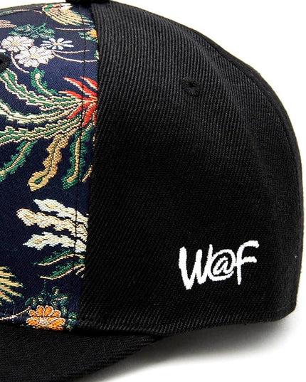 W@nderFabric Traditional Japanese Kimono Baseball Cap, Embroidered Pattern, Adjustable Snapback Flat Brim, 6-Panel Cap