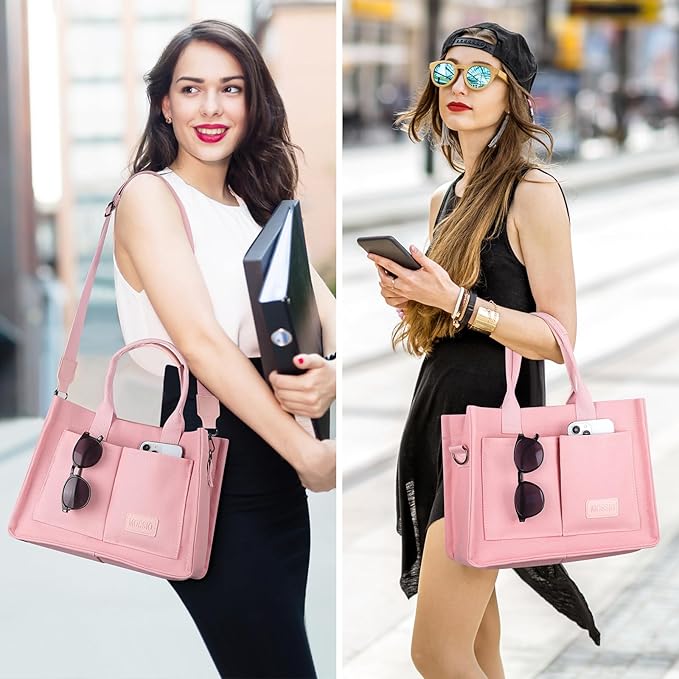 Mossio Large Canvas Tote Bag for Women with Pockets - Laptop Crossbody Work Tote Bag Everyday Bag Shoulder Purse Handbag