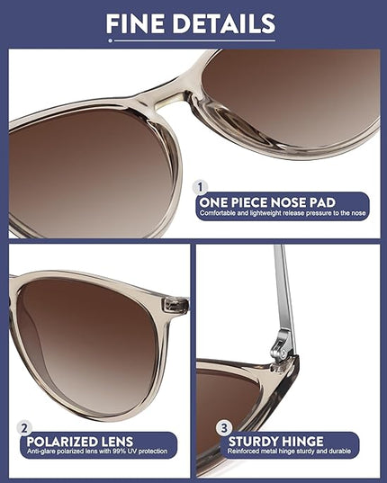 WOWSUN Retro Polarized Sunglasses Womens 2026 Trendy Round Classic Glasses