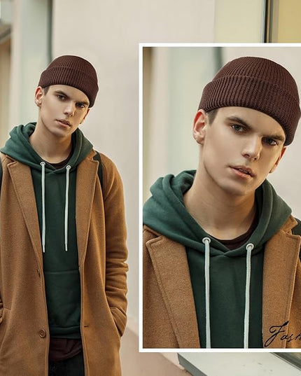 SATINIOR 4 Pieces Trawler Beanie Watch Hat Roll up Edge Skullcap Fisherman Beanie Unisex