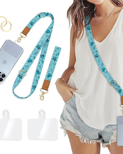 Phone Lanyard Crossbody Strap, Sea Turtle Cell Phone Lanyard for Women, Wrist Strap Wristlet Adjustable Accessories around the Neck for Keychain Cruise Travel Beach Essentials Gift