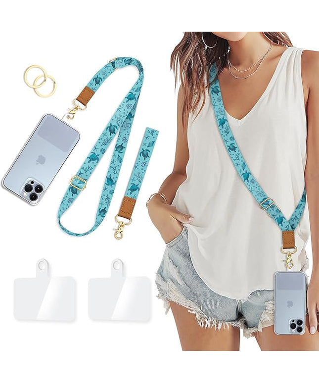 Phone Lanyard Crossbody Strap, Sea Turtle Cell Phone Lanyard for Women, Wrist Strap Wristlet Adjustable Accessories around the Neck for Keychain Cruise Travel Beach Essentials Gift