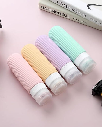 Travel Bottles for Toiletries, Tsa Approved 3oz Portable Travel Bottles, BPA Free Leak Proof Squeezable Silicone Travel Size Containers, Travel Accessories with Clear Toiletry Bag (4 Pack)