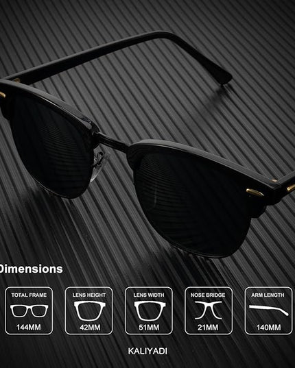 KALIYADI Polarized Sunglasses for Men and Women Semi-Rimless Frame Driving Sun glasses UV Blocking