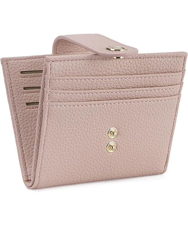 BOSTANTEN Slim Wallet for Women Small RFID Blocking Credit Card Holder Leather Bifold Wallets with Zipper Coin Pocket Pink