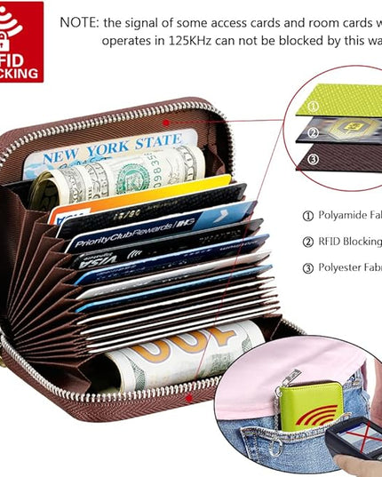 FurArt Zipper Wallet Women, RFID Blocking Credit Card Wallet, Business Card Holder, Compact Size KeyChain Wallet