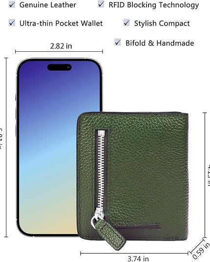 AINIMOER Small Leather Wallet for Women, Ladies Credit Card Holder RFID Blocking Women's Mini Bifold Pocket Purse