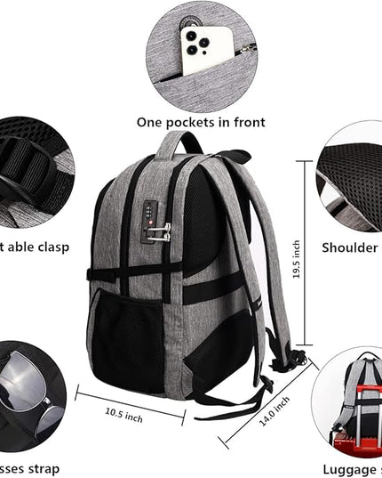 SHRRADOO Anti Theft Laptop Backpack Travel Backpacks with usb Charging Port for Women Men High School College Backpack Computer Bag Fits 17 Inch Laptop,Black