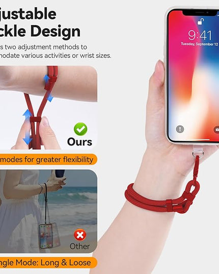 Phone Wrist Strap with 2 Phone Tether Tab, 2 Pack Adjustable Anti-Theft Cell Phone Lanyard for Travel & Outdoors