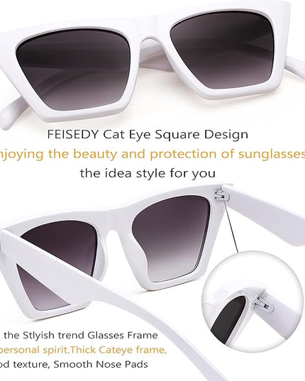 FEISEDY Vintage Square Cat Eye Sunglasses Women Trendy Cateye Sunglasses B2473