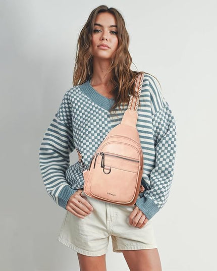 7L Sling Bag for Women Men Vegan Leather Crossbody Bags Fanny Pack Purse Backpack Over Shoulder Bag Travel Anti Theft