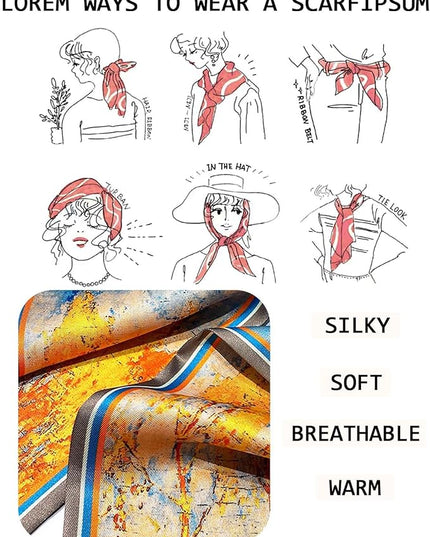 Head Scarf Purse Handle Neck Satin Hair Scarfs For Bag Lightweight Silky Long Thin Women's Fashion Scarves 59 * 5.9”