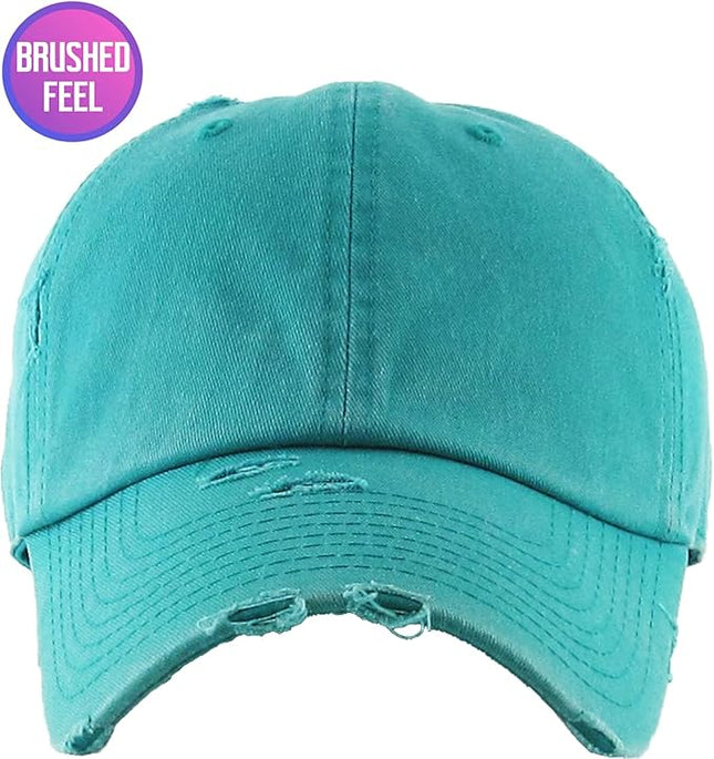 KBETHOS Vintage Washed Distressed Cotton Dad Hat Baseball Cap Adjustable Polo Trucker Unisex Style Headwear