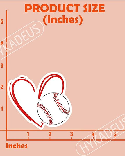 (3Pcs) Baseball Stickers Waterproof Vinyl Baseball Heart Decals for Water Bottle, Tumbler, Laptop, Phone Case, Poster Board, Scrapbooking, Team Players, Coach, 3" x 2.8"