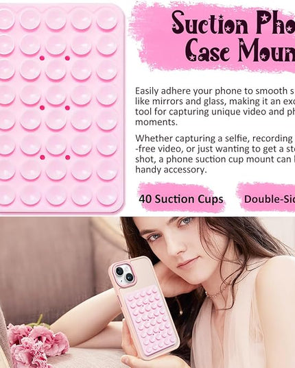 Anteel Silicone Suction Cup Phone Case Mount Double Sided, Hands-Free Strong Grip Silicon Phone Holder for Selfies and Videos, Non Slip Phone Accessories (Light Green)