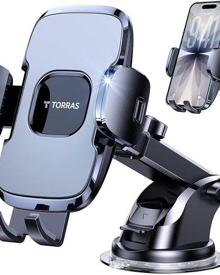 TORRAS Military-Grade Phone Holders for Your Car【96+LBS Strongest Suction】Car Phone Holder Mount, Ultra-Durable Cell Phone Car Mount Truck for Dashboard Windshield Vent for iPhone 17 16 15 Pro Max Air