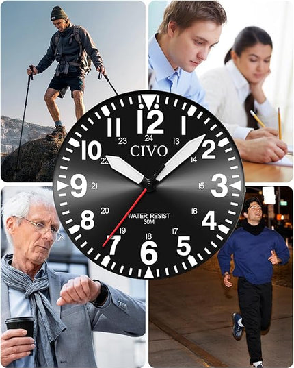 CIVO Analog Wrist Watches for Men: Waterproof Stainless Steel Mens Watches - Silver Watch with Easy Read Dial Men's Watch for Gift
