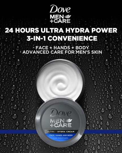 Dove Men+Care Ultra Hydra Cream Lotion, 3-In-1 Advanced Skin Care for Men, Face Cream, Hand & Body Lotion for Dry Skin, 2.53 Fl Oz (Pack of 12)