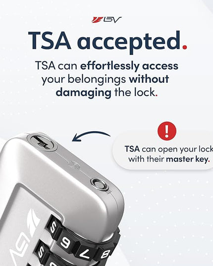TSA Accepted Luggage Travel Lock, Set-Your-Own Combination Lock for School Gym Locker, Luggage Suitcase Baggage Locks, Filing Cabinets, Toolbox, Case (Silver, 4 Pack)