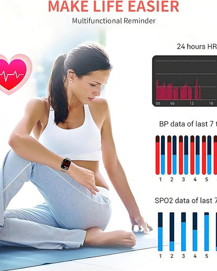 Smart Watch for Women(2 Bands), 1.85" HD Fitness Tracker screen with Call Function, IP68 Waterproof, 100+ Sport Modes, Blood Oxygen Monitor/ Heart Rate/Sleep Monitor, iOS Android Compatible ( Golden)