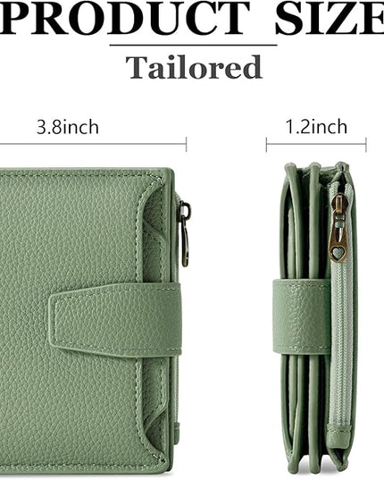 Airkit Small Wallet Women RFID Blocking Soft Leather Bifold Compact Card Holder Wallet for Women with Zipper Coin Pocket 4 ID Window