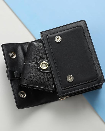 SENDEFN Small Womens Wallet Leather Bifold Card Holder RFID Blocking with Zipper Coin Pocket