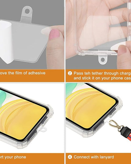 COCASES 2 Pack Phone Tether Tab, Phone Strap Replacement Part for Smartphone Safety Tether (White)