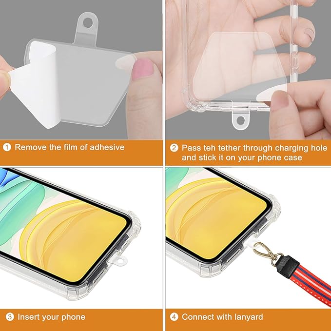 COCASES 2 Pack Phone Tether Tab, Phone Strap Replacement Part for Smartphone Safety Tether (White)