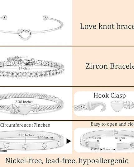 18 K Gold Plated Love Bangle Bracelet Stack Cuff Jewelry for Women Jewelry Set for Women Gift with Box