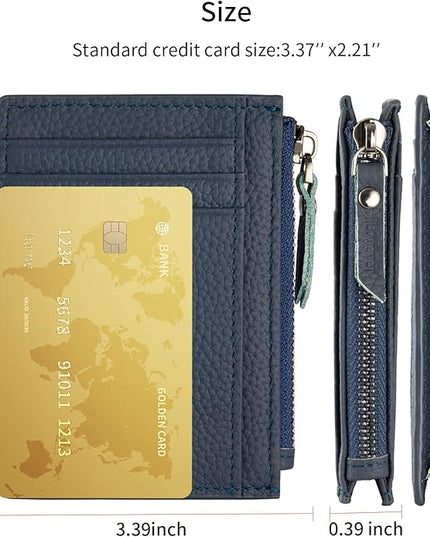 ilovever Slim Wallet for Women Small Leather RFID Blocking Credit Card Holder Minimalist Wallet with Coin Purses & Pouches,S Deep Blue