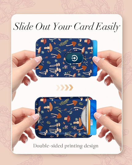 Shorogyt Compatible with Magsafe Wallet Magnetic Card Holder - Mushroom Flower Phone Wallets for Women Teen Girls for iPhone 17/16/15/14/13/12 Series Slim for Apple Mag RFID Magnet, Fit 3 Cards