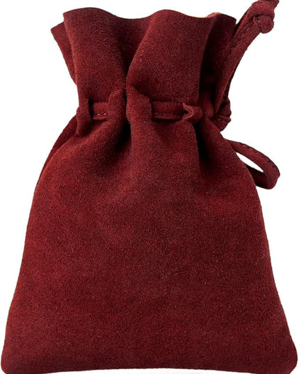 Medieval Drawstring Coin Pouch Bag, Leather Coin Pouch，Renaissance Drawstring Pouch Dice Bag, Small Coin Purse for Women/Men, Brown Swayze Suede Burgundy