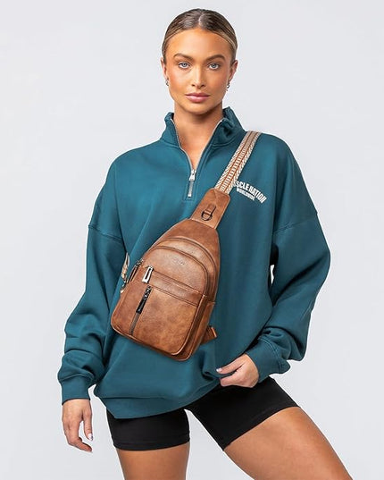 7L Sling Bag For Women Men Backpack Fanny Pack Crossbody Chest Travel Shoulder Belt Bags Purse Handbag PU Leather
